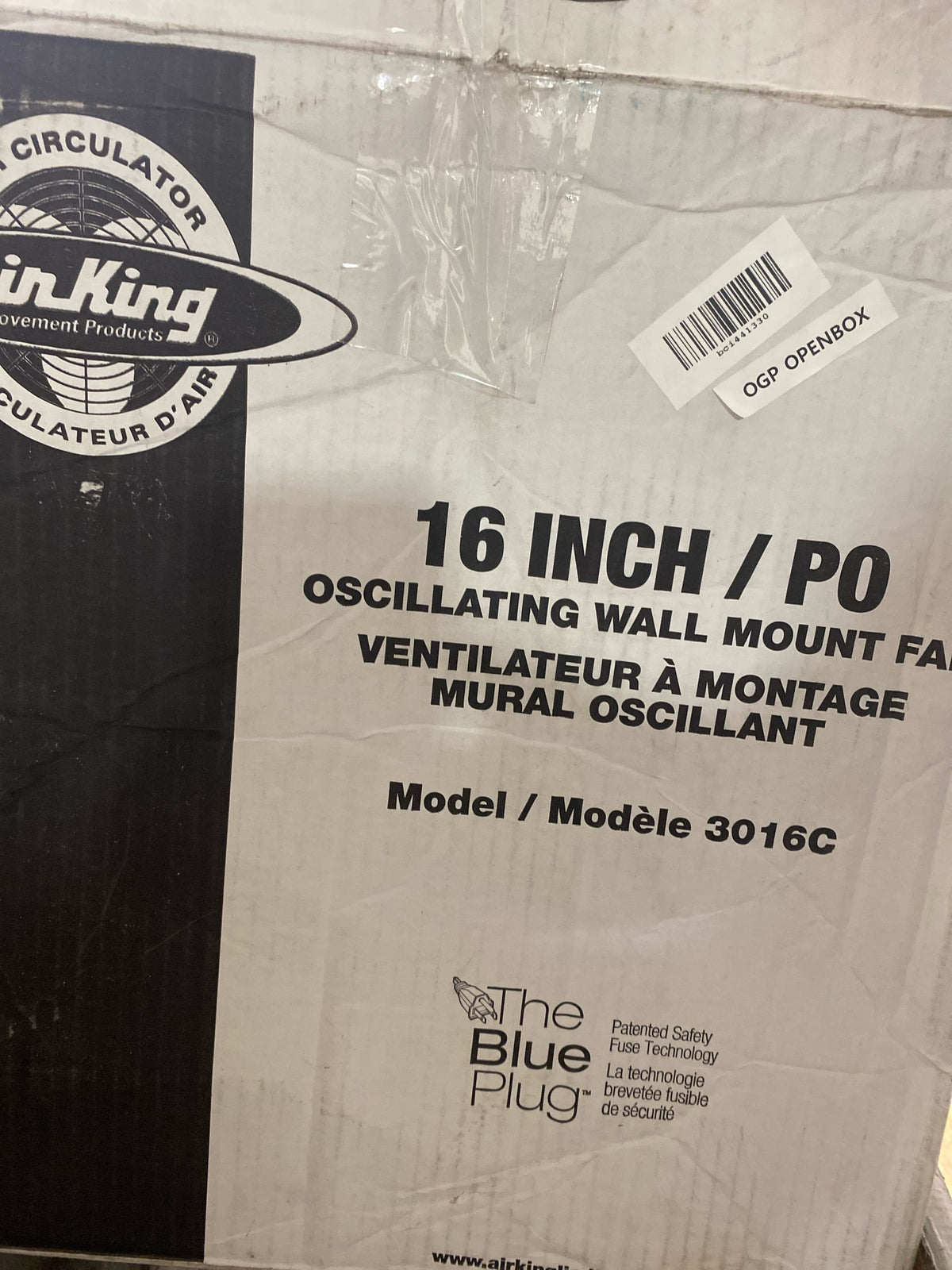 Air King 3016C 16" 1710 CFM 3-Speed Commercial Grade Oscillating Wall Mount Fan - na