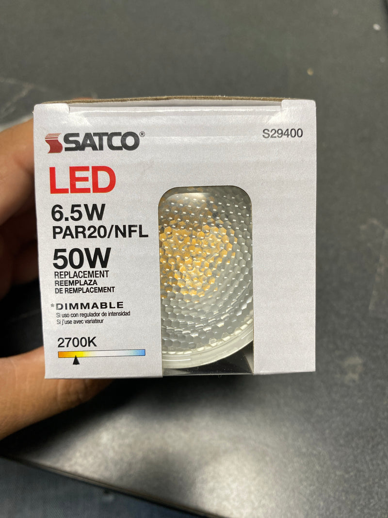 Satco Lighting S29400 Single 6.5 Watt Dimmable PAR20 Medium (E26) LED Bulb - 520 Lumens, 2700K - Silver