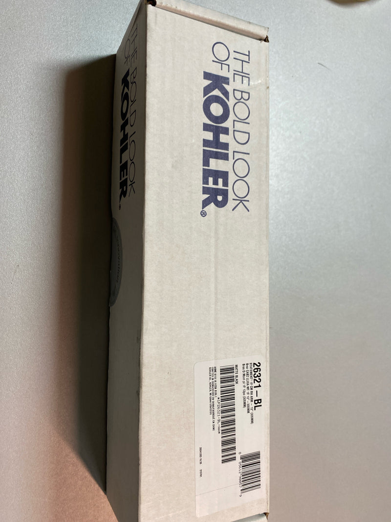 Kohler 26321-BL Statement 12 in. Ceiling-Mount Single-Function Rain Head Shower Arm and Flange in Matte Black