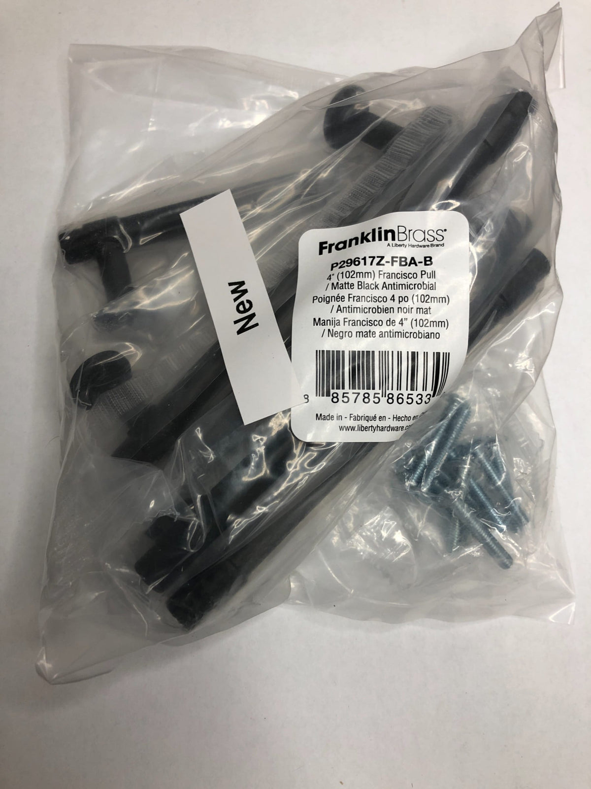 Franklin Brass P29617Z-FBA-B Francisco 4 Inch Center to Center Bar Cabinet Pull - Pack of 5 - Matte Black Antimicrobial