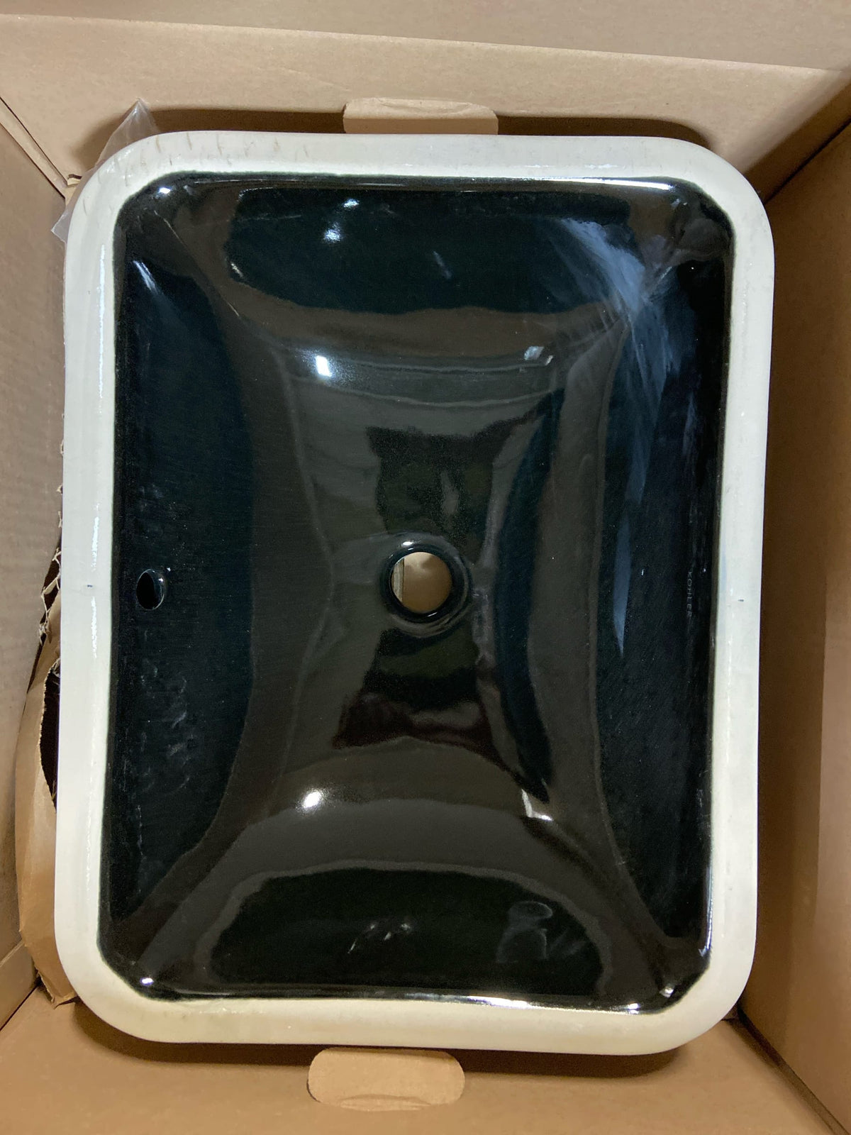 Kohler K-20000-7 Caxton Rectangle 20-1/4" Undermount Bathroom Sink with Overflow - Black Black