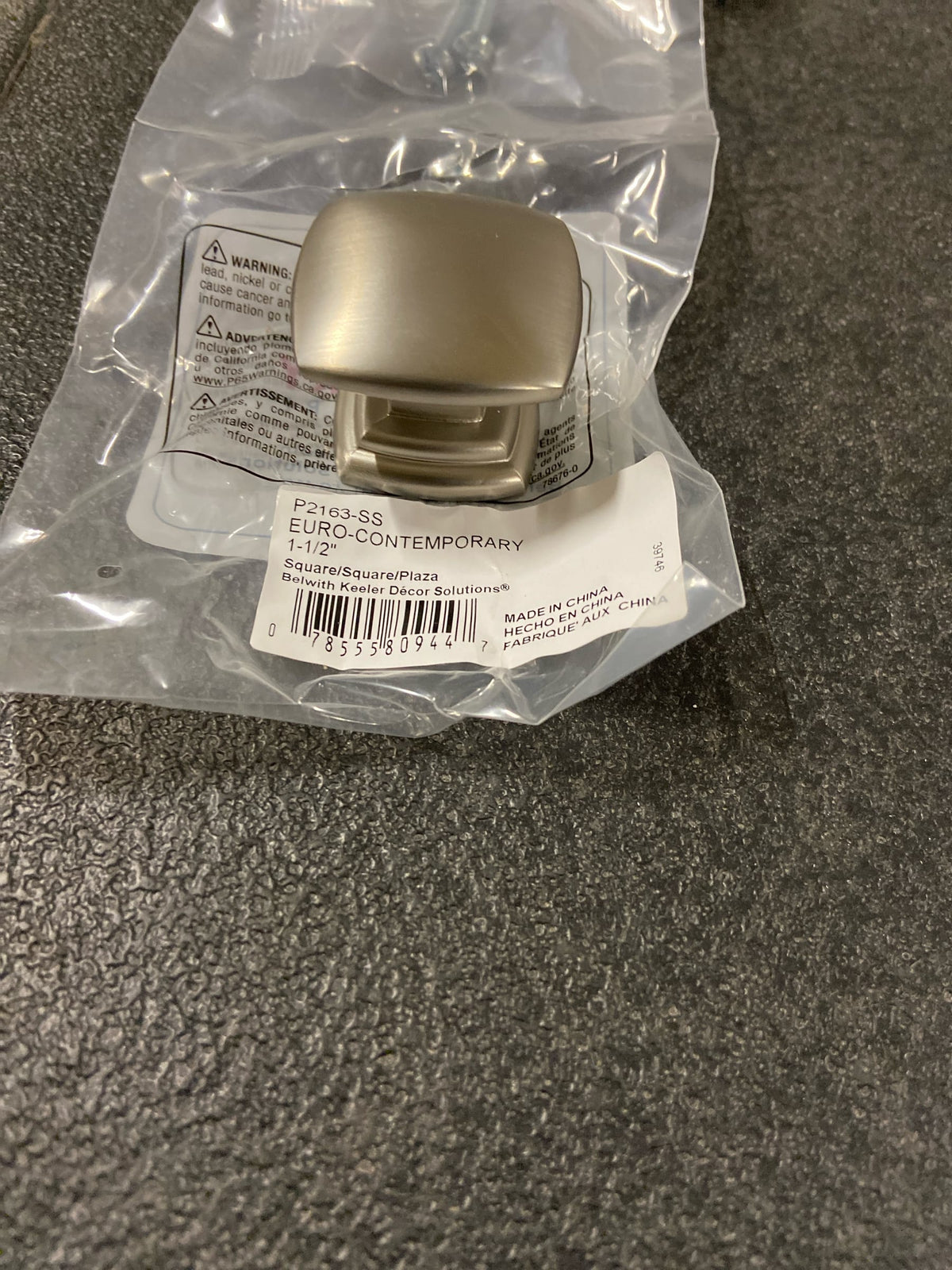Hickory Hardware P2163-SS Euro Contemporary 1-1/2 Inch Square Cabinet Knob - Stainless Steel