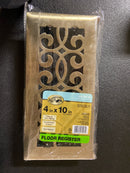 Hampton bay E1401AB04X10 Classic Scroll 4 in. x 10 in. Steel Floor Register in Antique Brass