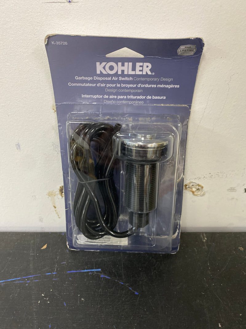 Kohler K-35726-CP Contemporary Garbage Disposal Air Switch Button - Polished Chrome