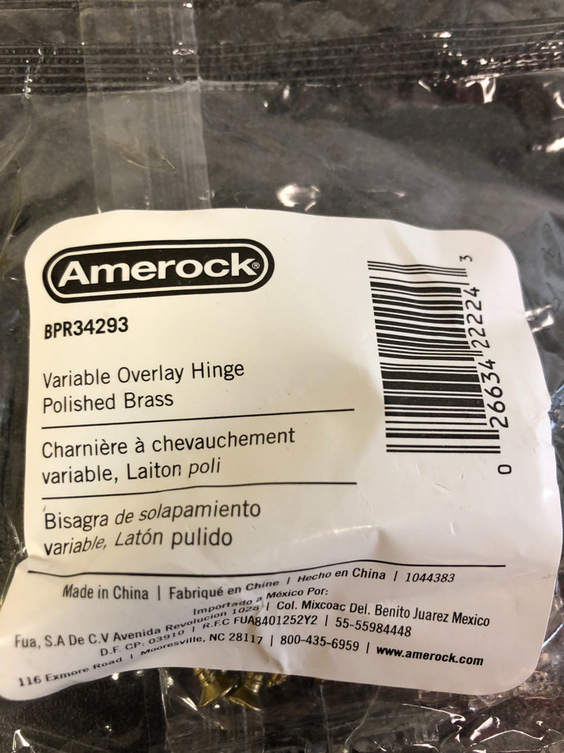 Amerock Pair of Variable Overlay Self-Closing Face Mount Hinges