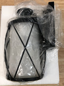 Uolfin 628K8R3YFAB4746 Modern Black Drum Outdoor Wall Light TORA 1-Light Motion Sensor Wall Lantern Sconce with Clear Glass Shade (1-Pack)