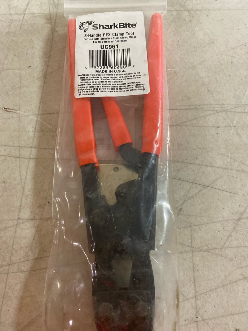 SharkBite PEX Clamp Tool, 3-Handle Tool with Orange Handle, Plumbing Fittings, PEX, PE-RT, UC961