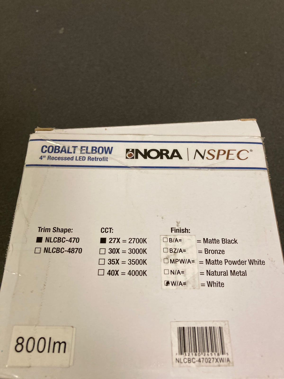 Nora NLCBC-47027XW 4" Cobalt Retrofit, Round Adjustable Elbow (White, 2700K)