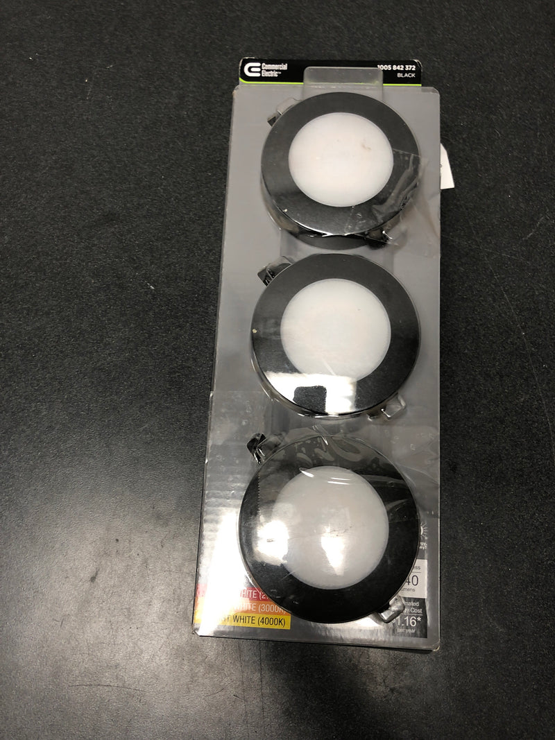 Commercial electric 22343KIT-BK 3-Light Plug-In LED Black Puck Light Kit with CCT Changing (2700K/3000K/4000K)