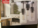 Globe electric 60981 Sedona 14 in. 3-Light Matte Black with Faux Wood Flush Mount