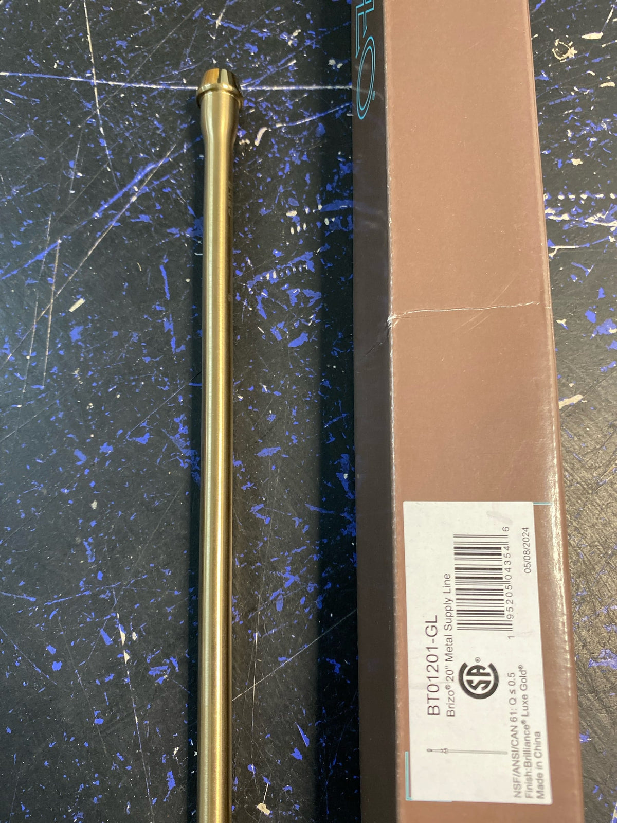 Brizo BT01201-GL 20" Metal Supply Line for Straight or Angle Supply Stops - Cut to Length - Luxe Gold