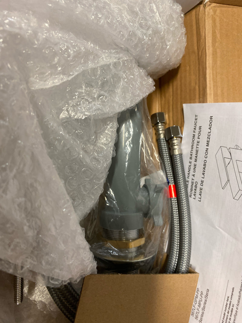 Delta 567LF-PP Modern 1.2 GPM Single Hole Bathroom Faucet with Push Pop-Up Drain Assembly - Includes - Chrome