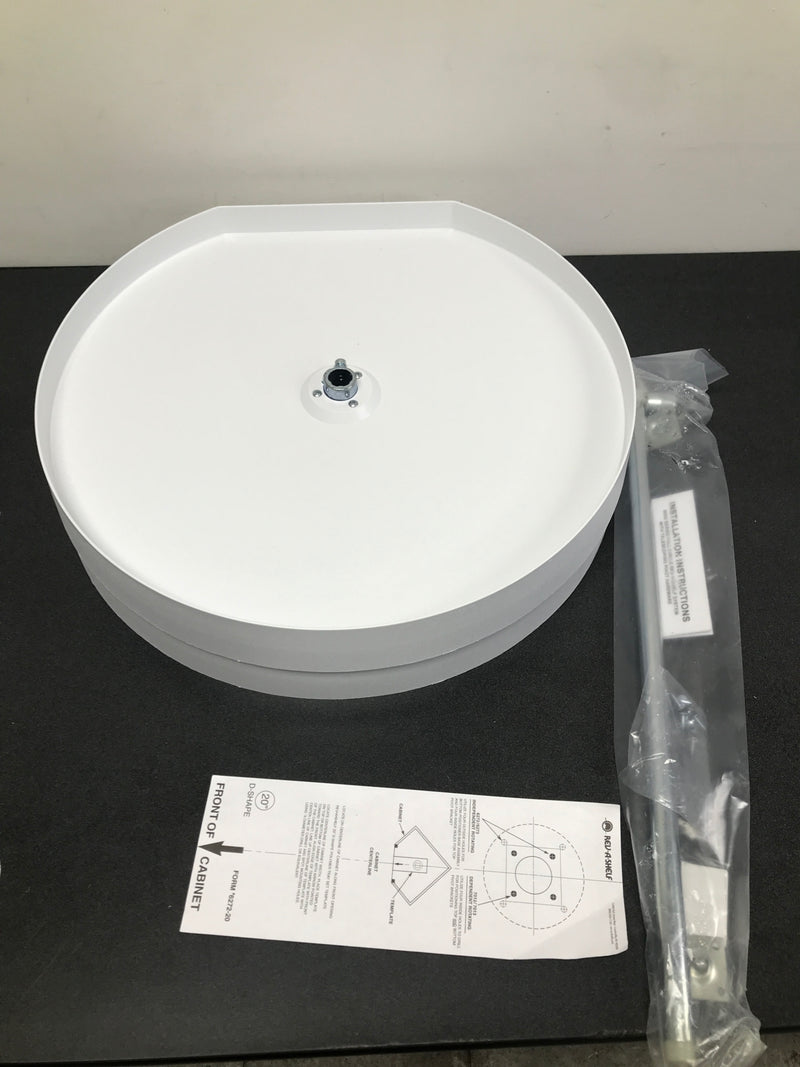 Rev-A-Shelf 7012-20-11-52 RAS Polymer 20 Inch D-Shaped 2 Shelf Lazy Susan Set with Adjustable 24-31 Inch Shaft - White