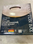Hampton bay HB1022C-5CCT-34 Stetson 11 in. 1-Light Satin Bronze Integrated LED Selectable CCT Ceiling Flush Mount with Frosted White Glass Diffuser