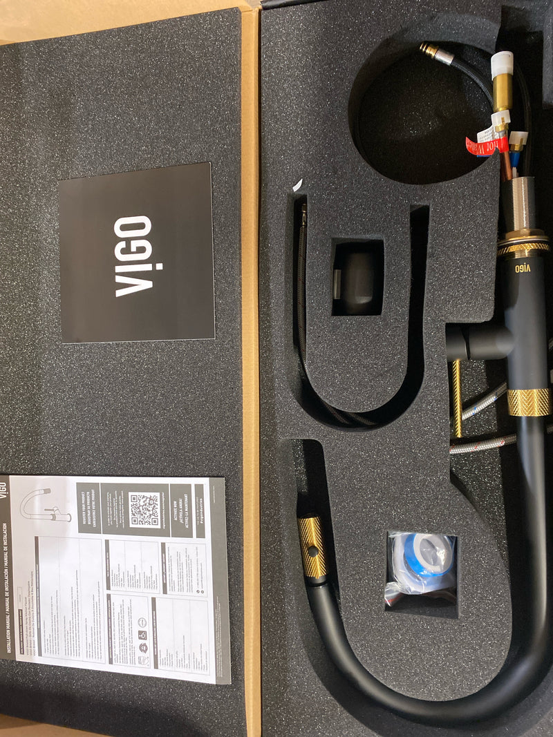 Vigo VG02033MGMB Bristol 1.8 GPM 19" H Single Handle Single Hole Pre-Rinse Pull Down Kitchen Faucet - Matte Brushed Gold / Matte Black