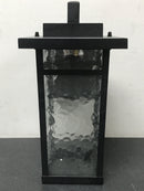 Edislive 81010000047198 Douglas 1-Light Black Lantern Outdoor Sconce with Hammered Glass