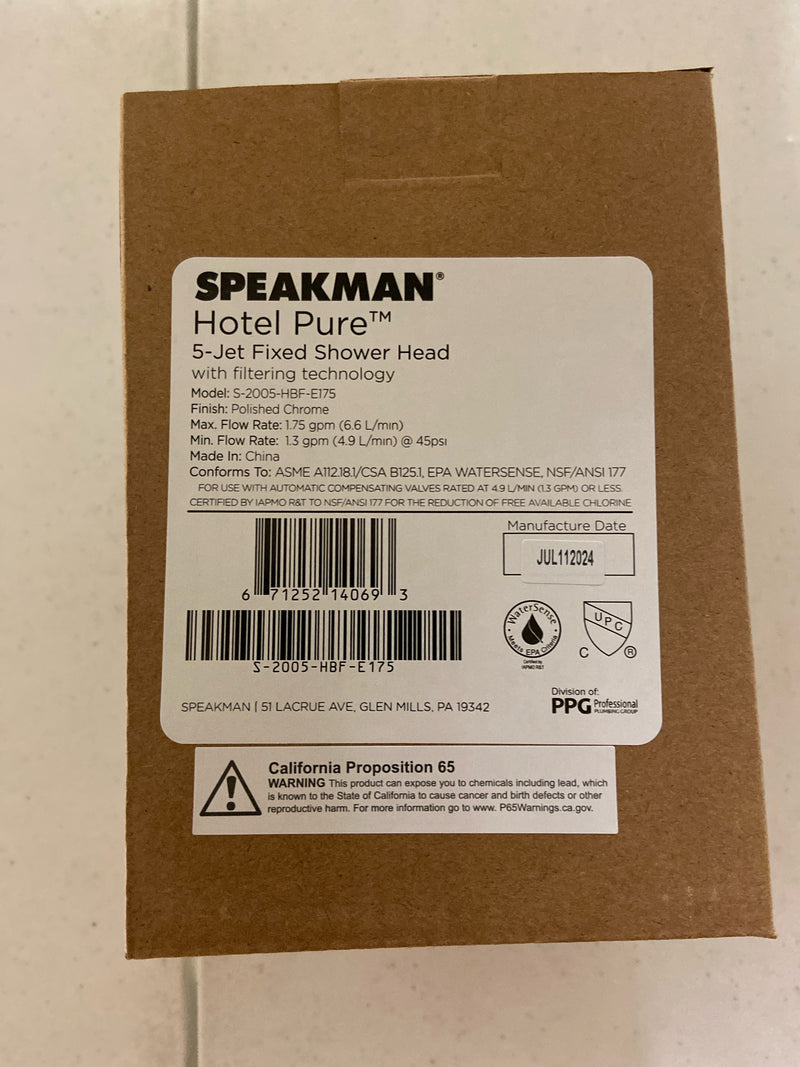 Speakman S-2005-HBF-E175 Hotel Pure 1.75 GPM Multi Function Shower Head - Polished Chrome