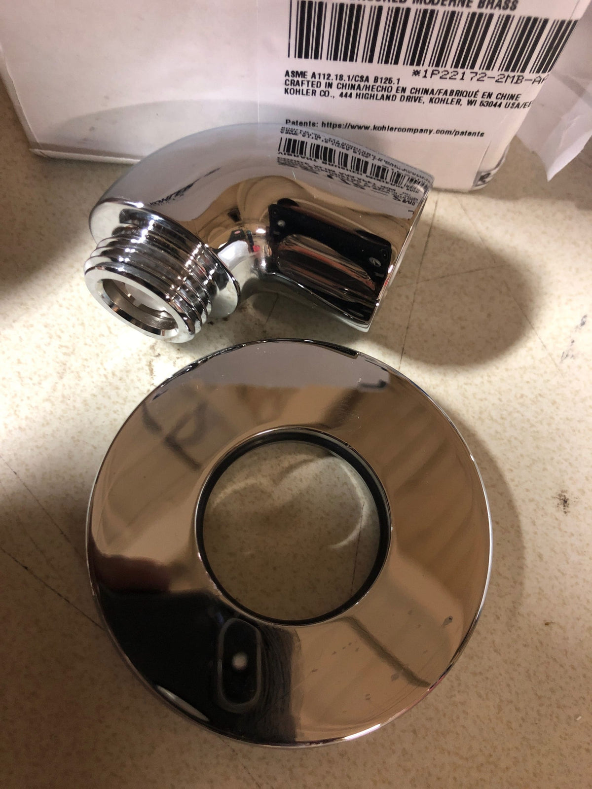 Kohler K-22172-CP Purist Stillness Wall Supply Elbow with Check Valve - Polished Chrome
