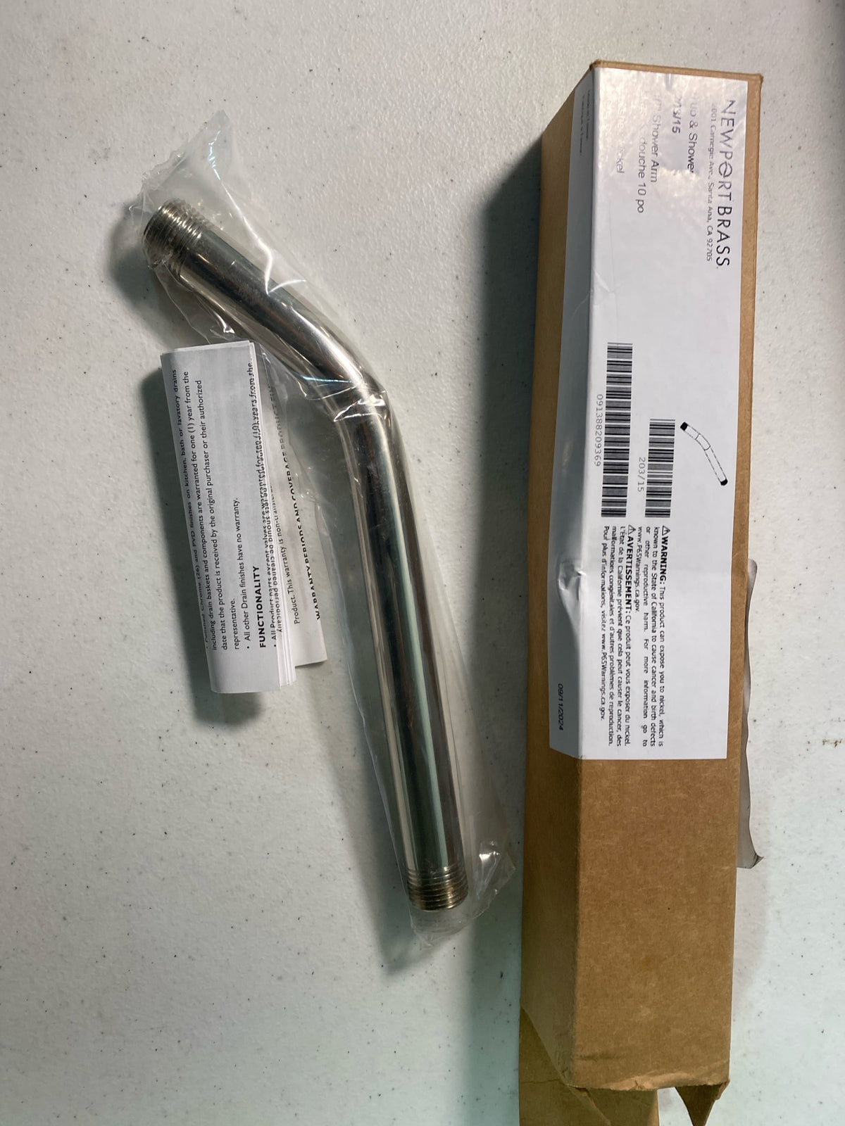 Newport Brass 203/15 Tub and Shower 9" Wall Mounted Shower Arm - Polished Nickel