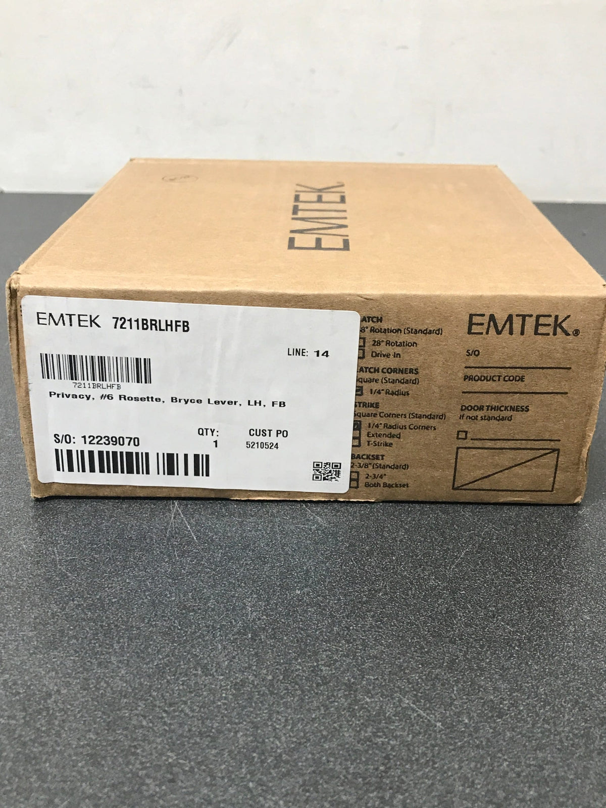 Emtek 710BRFB Bryce Passage Door Lever Set from the Rustic Sandcast Bronze Collection - Flat Black Bronze