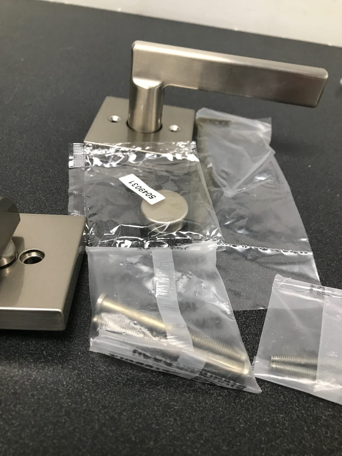 Kwikset 968HFLSQT-15V1 Halifax Lever Non-Turning Dummy Interior Pack with Square Rose for Handlesets - Satin Nickel