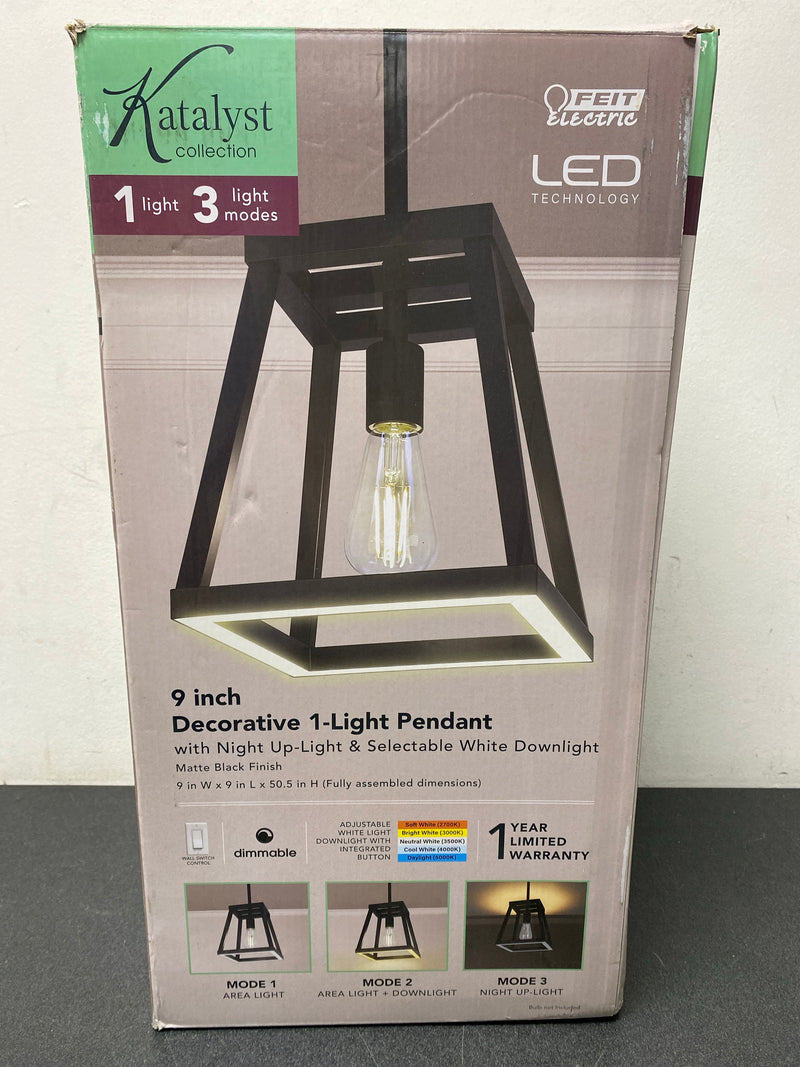 Feit electric PND95CCTNLBK Katalyst 60-Watt 1-Light Matte Black Modern Adjustable CCT and 3-Light Modes Integrated LED Pendant Light