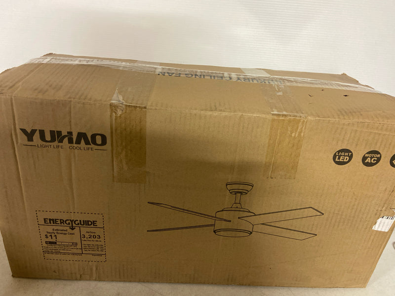 Pudo CeilingFanLights17-52WH-W1367P228998 52 in. Integrated LED Indoor Black Ceiling Fan Lighting with 4 Blades