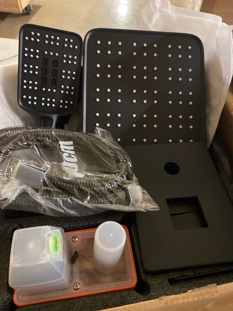 Ello&allo ES-B-P160 2-Handle 2- -Spray of Rain Shower Faucet and HandShower Combo Kit with Rectangle Shower Head in Black (Valve Included)