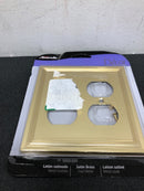 Amerelle 98DDSB Hallcrest 2 Gang Duplex Metal Wall Plate - Satin Brass