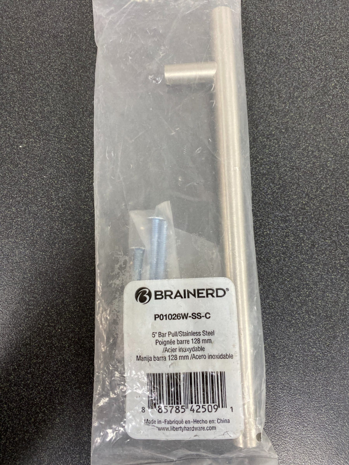 Brainerd 5" bar pull, stainless steel, p01026w-ss-c