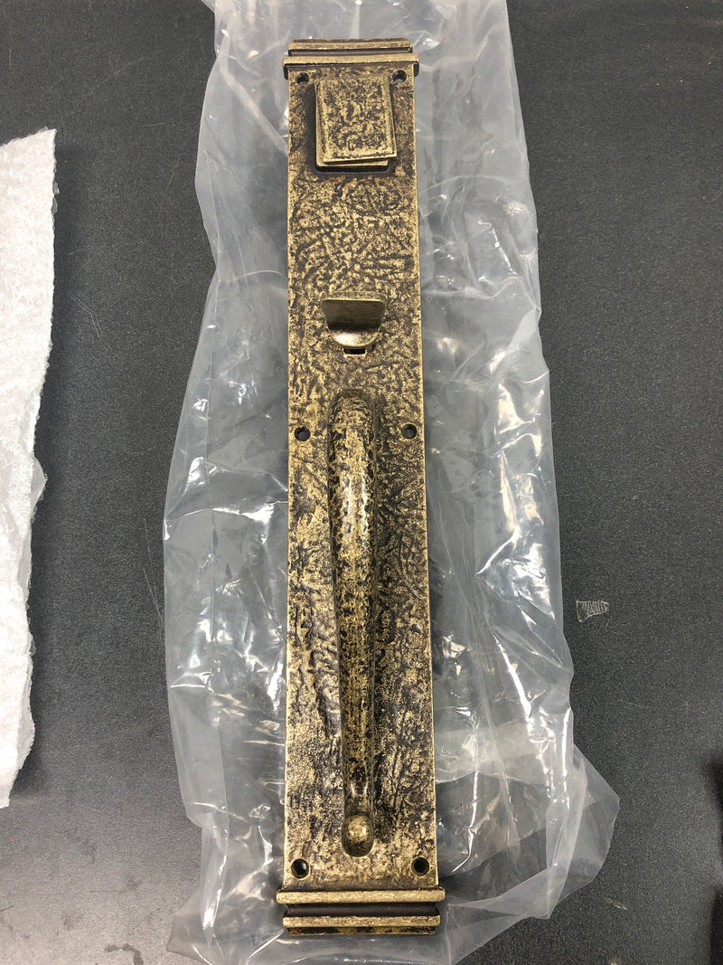 Signature Hardware 441362 Griggs Left Handed Solid Brass Full Plate Keyed Entry Single Cylinder Door Handleset with Interior Lever and 2-3/4" Backset - Antique Brass