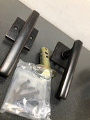 Emtek 5110FRLUS10BRH Freestone Right Handed Passage Door Lever Set with Square Rose from the Urban Modern Collection - Oil Rubbed Bronze