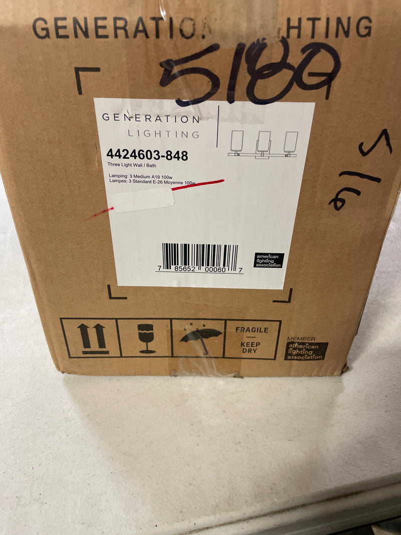 Generation lighting 4424603-848 Alturas 22 in. 3-Light Satin Brass Modern Contemporary Wall Bathroom Vanity Light with Satin Etched Glass Shades