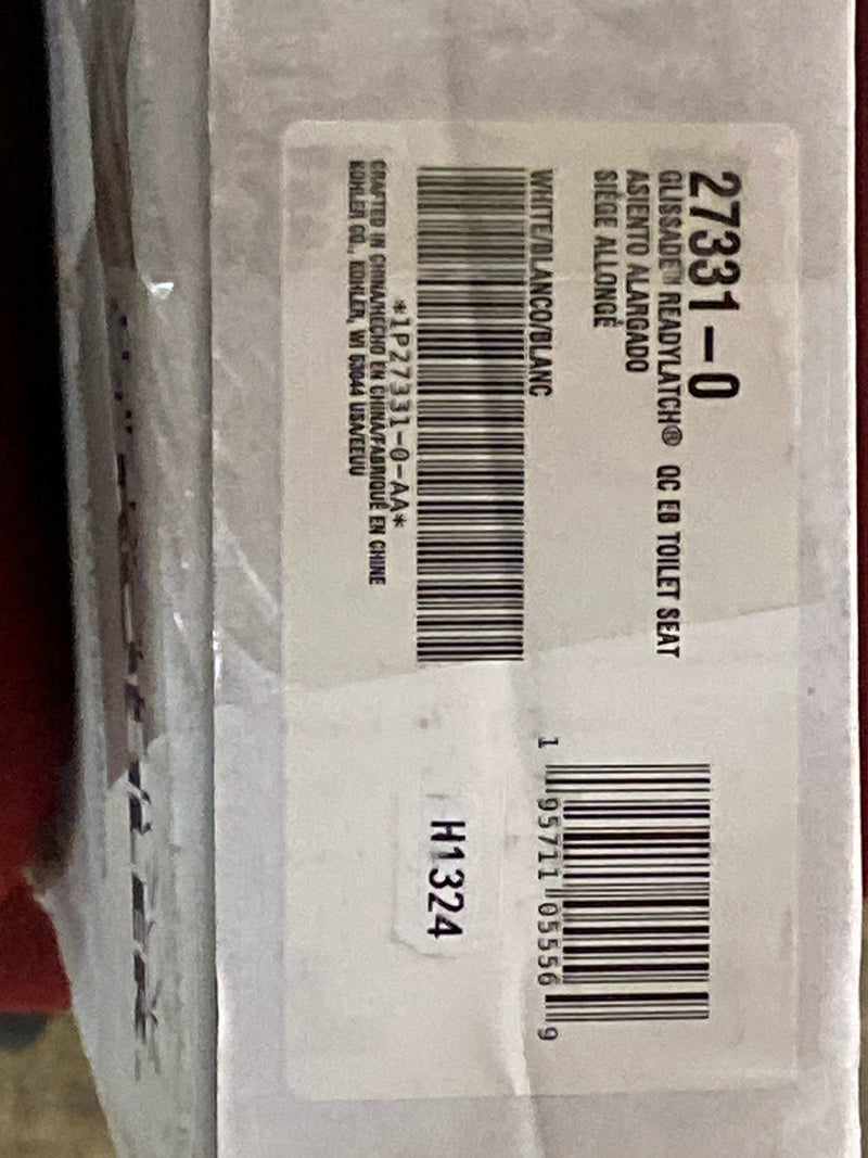 KOHLER K-27331-0 Glissade ReadyLatch Quiet Close Elongated Toilet Seat, White, Grip-Tight Hardware, Quiet Close Lid Prevents Slamming