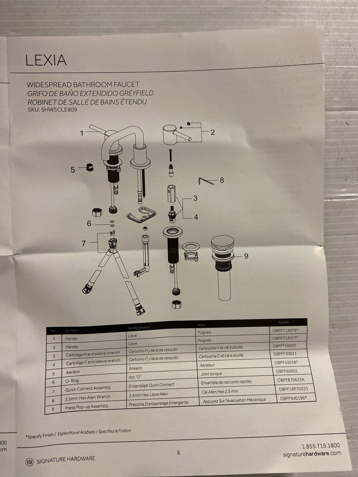 Signature Hardware SHWSCLE809GM Lexia 1.2 GPM Low Angle Widespread Bathroom Faucet with Lever Handles and Pop-Up Drain Assembly - Gunmetal