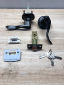 Baldwin 5258190LENT Wave Style Single Cylinder Keyed Entry Door Knob Set with Wave Rosette from the Estate Collection - Satin Black