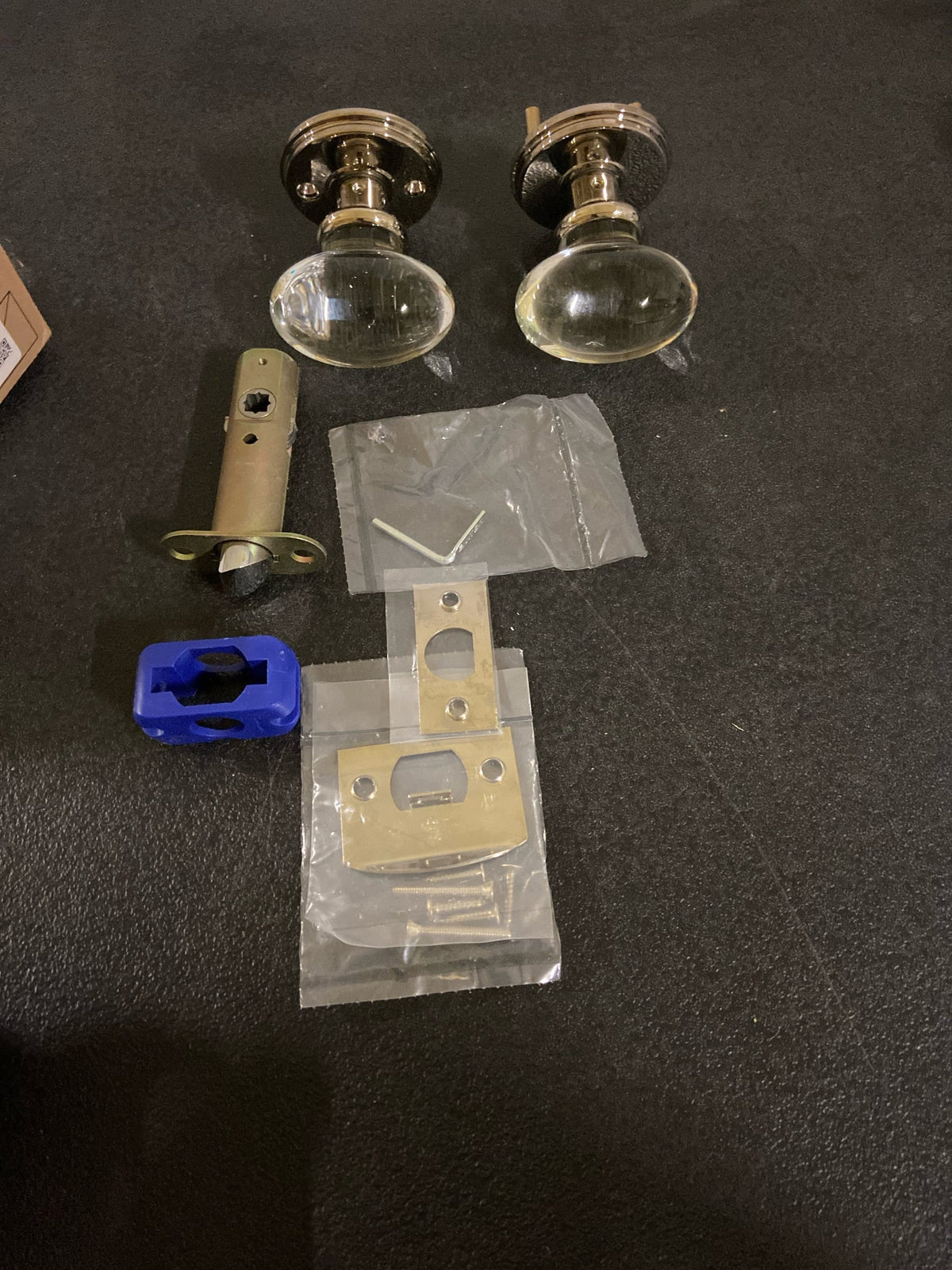Emtek 810HTUS14 Watford Rosette Hampton Glass Passage Knobset with Brass Rosette - Polished Nickel