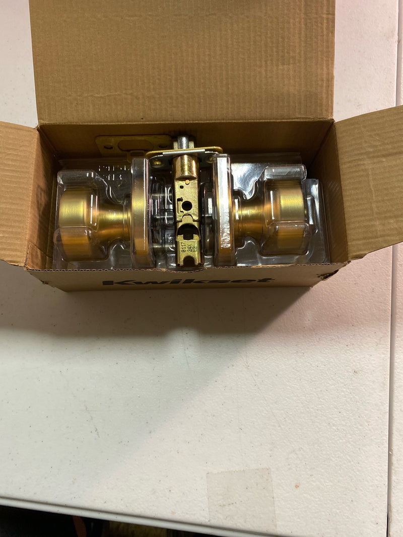 Kwikset 740PSKRDT-4S Pismo Single Cylinder Keyed Entry Door Knob Set with Round Rose and SmartKey - Satin Brass