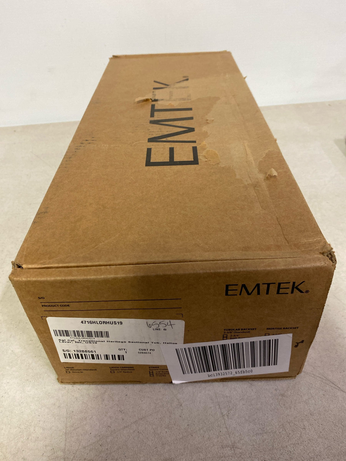 Emtek 4716US19 Transitional Heritage Sectional Single Cylinder Keyed Entry Handleset - Flat Black