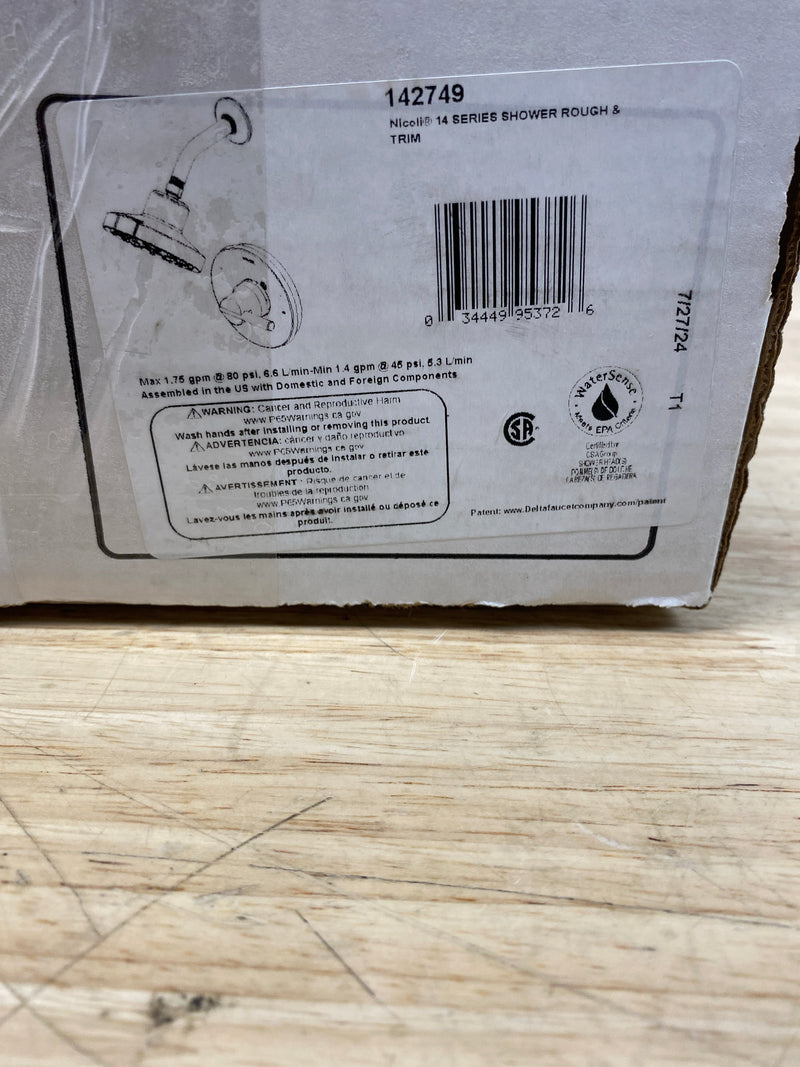 Delta 142749 Nicoli Single Function Pressure Balanced Shower Only with Included Rough-In Valve - Chrome