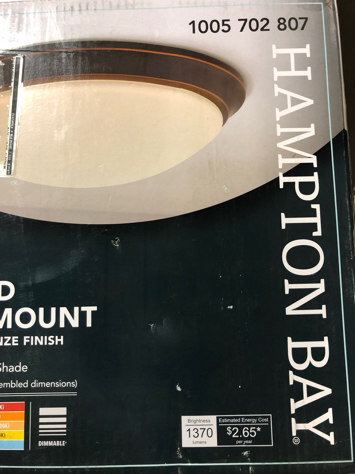 Hampton bay CG2aA021ER1Q25 Withers 13 in. Light Oil-Rubbed Bronze Adjustable CCT Integrated LED Ceiling Flush Mount Fixture with Glass Shade