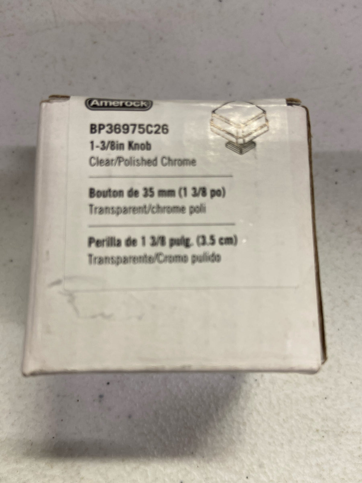 Amerock BP36975C26 Glacio 1-3/8 Inch Square Cabinet Knob - Clear / Polished Chrome