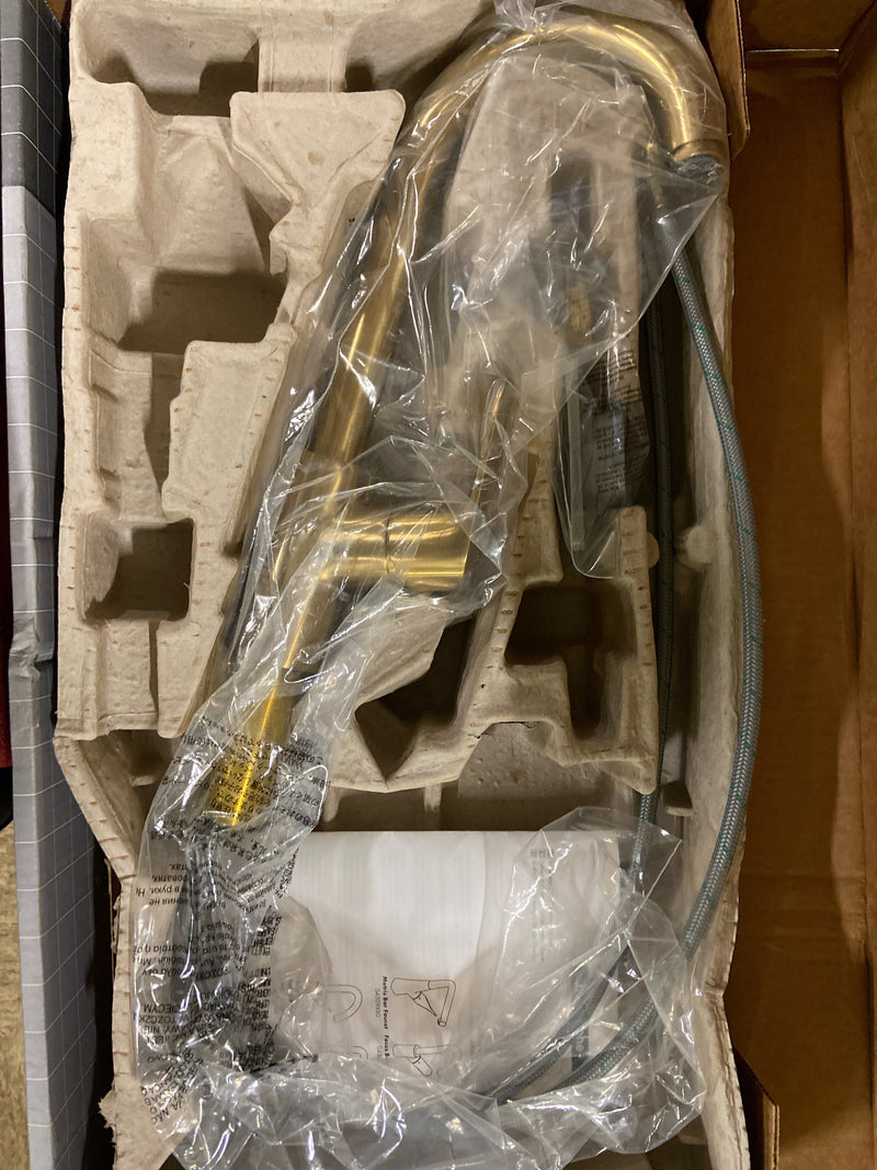 hansgrohe Focus Gold Bar Kitchen Faucet, Bar Sink Faucet Single Hole, Faucet for Kitchen Sink, Brushed Gold Optic 04507251, 1.5