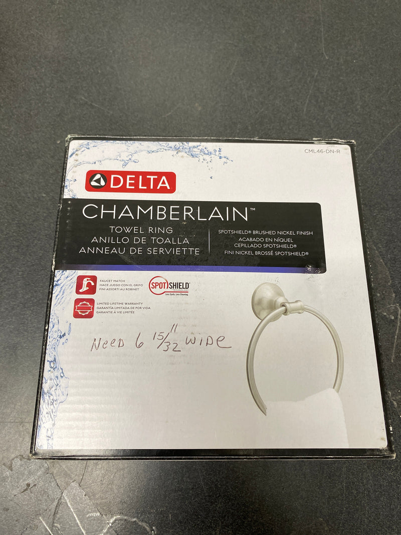 Delta CML46-DN-R Chamberlain Wall Mount Round Closed Towel Ring Bath Hardware Accessory in Brushed Nickel
