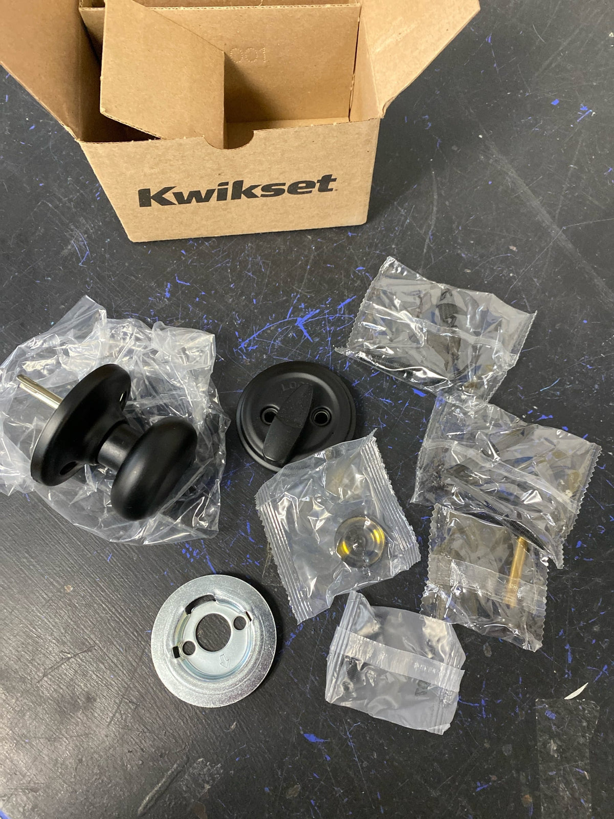 Kwikset 966H-514.UNIV Hancock Knob Single Cylinder Interior Pack with Round Rose for Handlesets - Matte Black