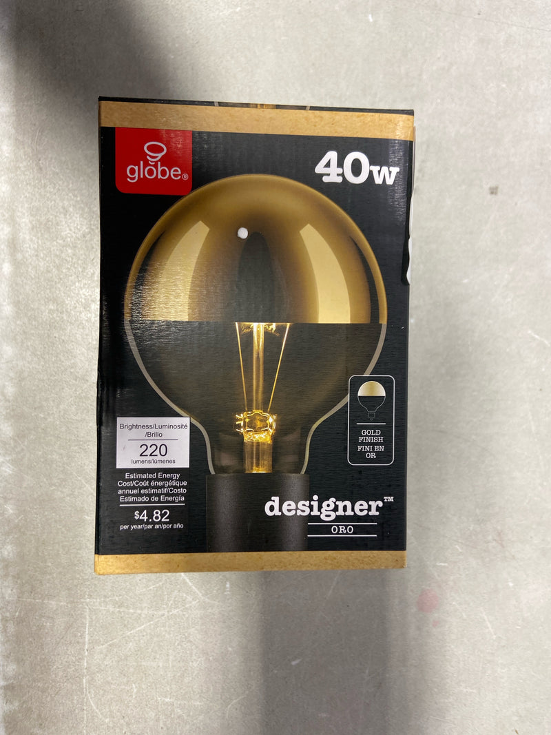 Globe electric 84649 40 Watt G40 Dimmable Gold Top Vintage Edison Incandescent Light Bulb, Soft White Light
