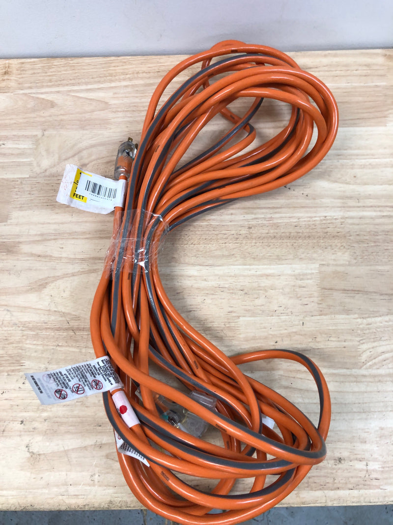 Ridgid 76050RGD 50 ft. 12/3 Heavy Duty Indoor/Outdoor Extension Cord with Tritap Lighted End, Orange/Grey