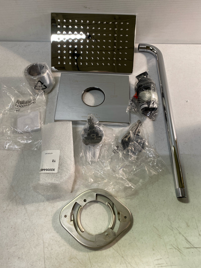 Delta Faucet Vero 17 Series Dual-Function Shower Faucet Set Chrome, Single Spray Touch-Clean Shower Head, Delta Shower Trim Kit, Chrome T17253 (Valve Not Included), Without Rough
