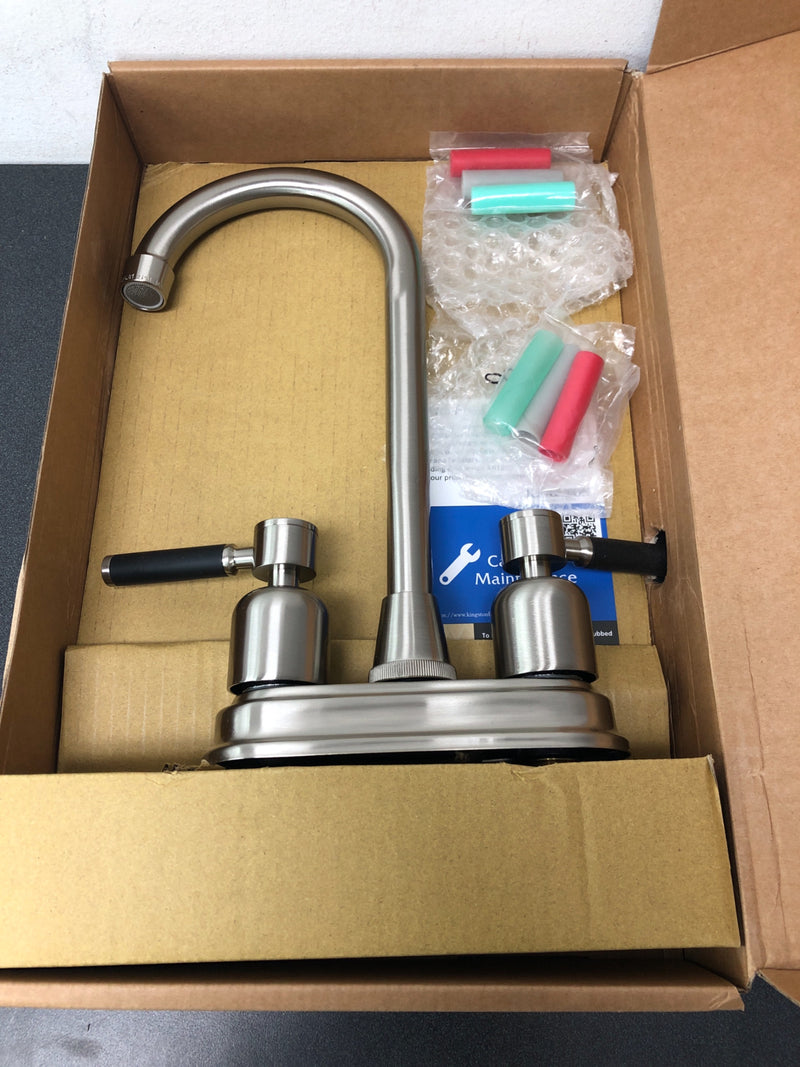 Kingston Brass FB498DKL Kaiser Double Handle Centerset Bar Faucet with Rubber-Coated Lever Handles - Brushed Nickel