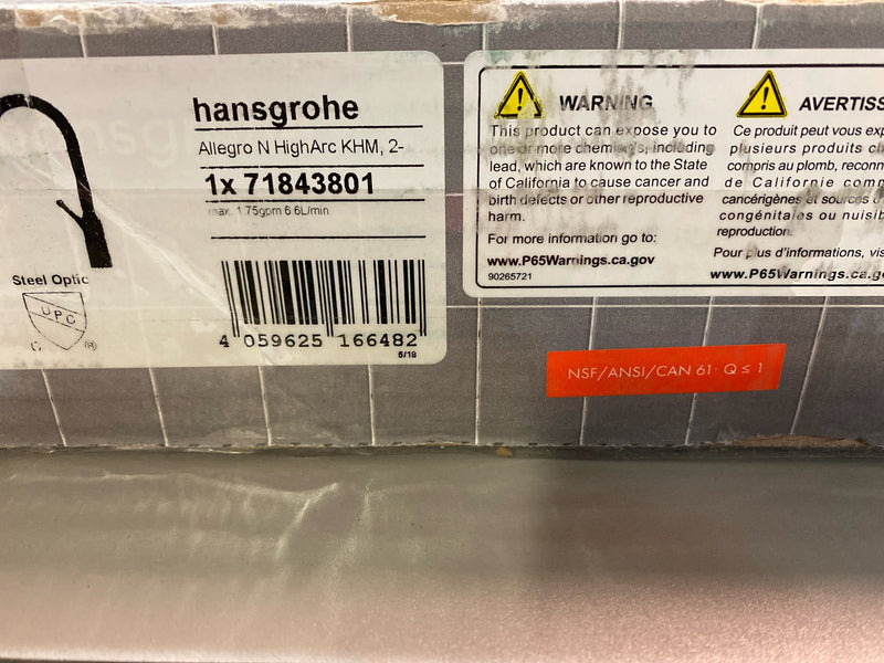 Hansgrohe 71843801 Allegro N 1.75 GPM Single Hole Pull Down Kitchen Faucet with Magnetic Docking & Toggle Spray Diverter - Steel Optic